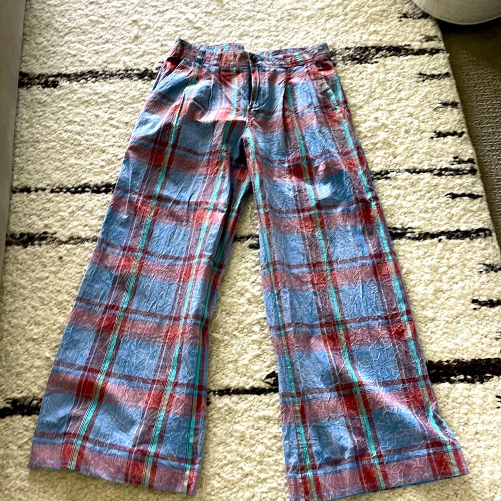 Anthropologie plaid wide leg pants size 2 nwt